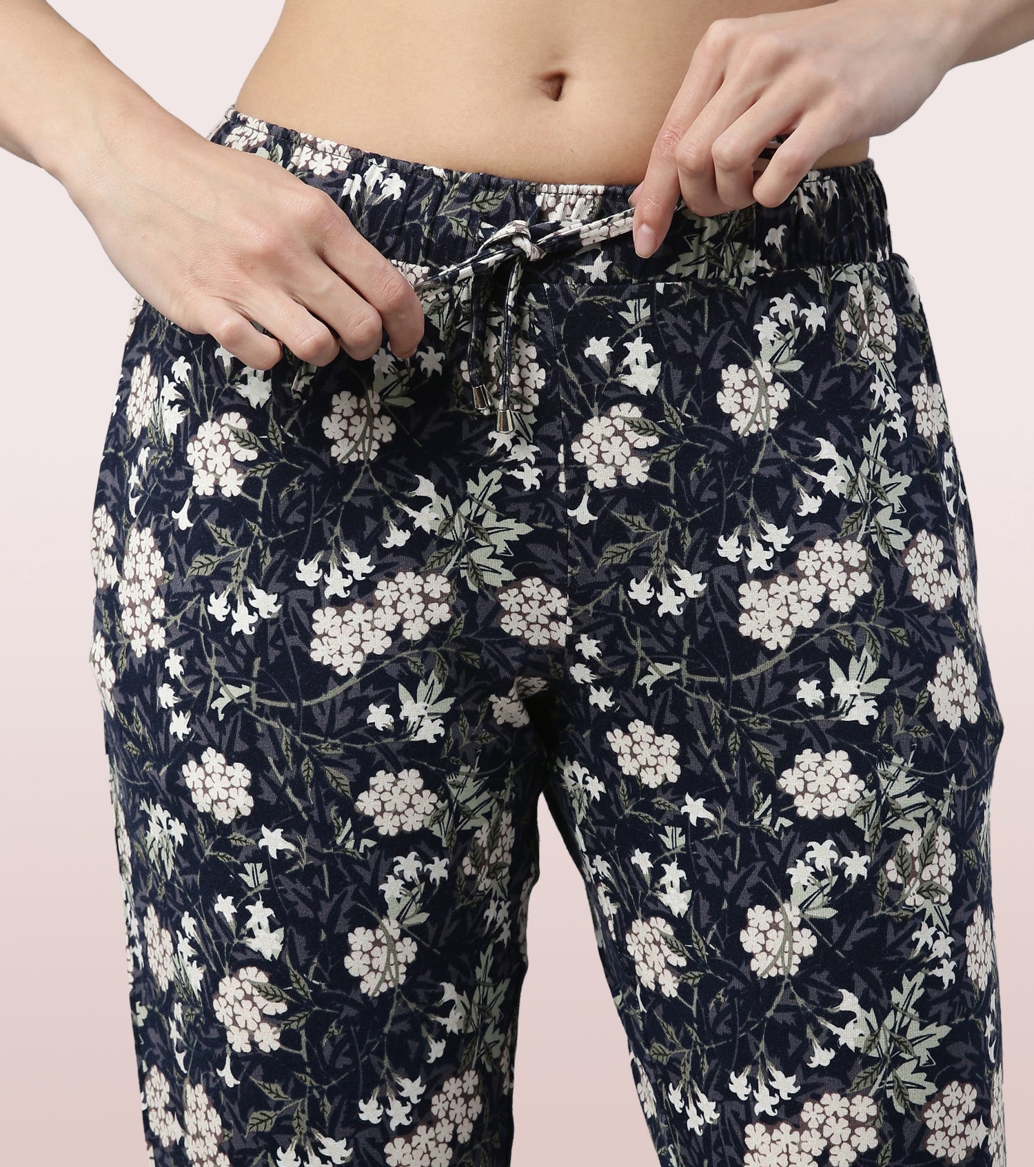 Shop-In Pants - Tapered Lounge Pants With Self Fabric Drawstring With Metal Ends