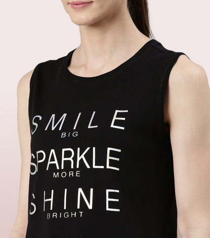 Stay Cool Tank | Crew Neck Anti-odour Stretch Cotton Muscle Tank With Graphic Print