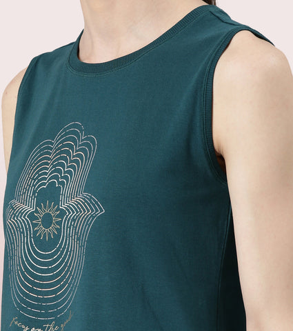 Stay Cool Tank | Crew Neck Anti-odour Stretch Cotton Muscle Tank With Graphic Print