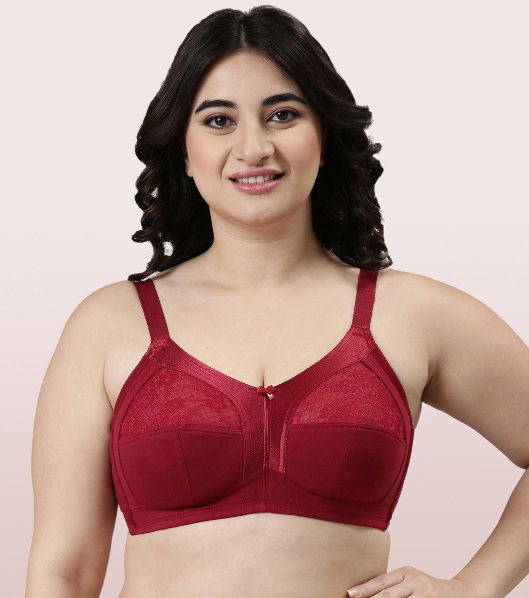 Enamor Fab-Cool A014 Super Contouring M-frame Full Support  Cotton Bra for Women- Full Coverage, Non Padded and Wirefree - Masai