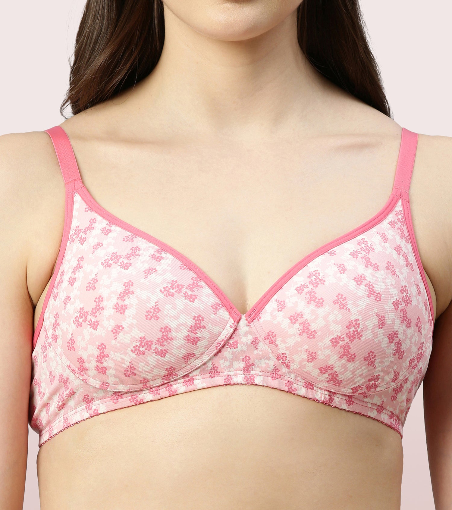 Enamor Perfect Coverage Supima Cotton T-Shirt Bra For Everyday Comfort - Padded, Non-Wired Bra & Medium Coverage Bra | A039 | Trailing Flora