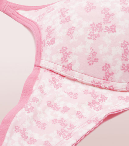 Enamor Perfect Coverage Supima Cotton T-Shirt Bra For Everyday Comfort - Padded, Non-Wired Bra & Medium Coverage Bra | A039 | Trailing Flora