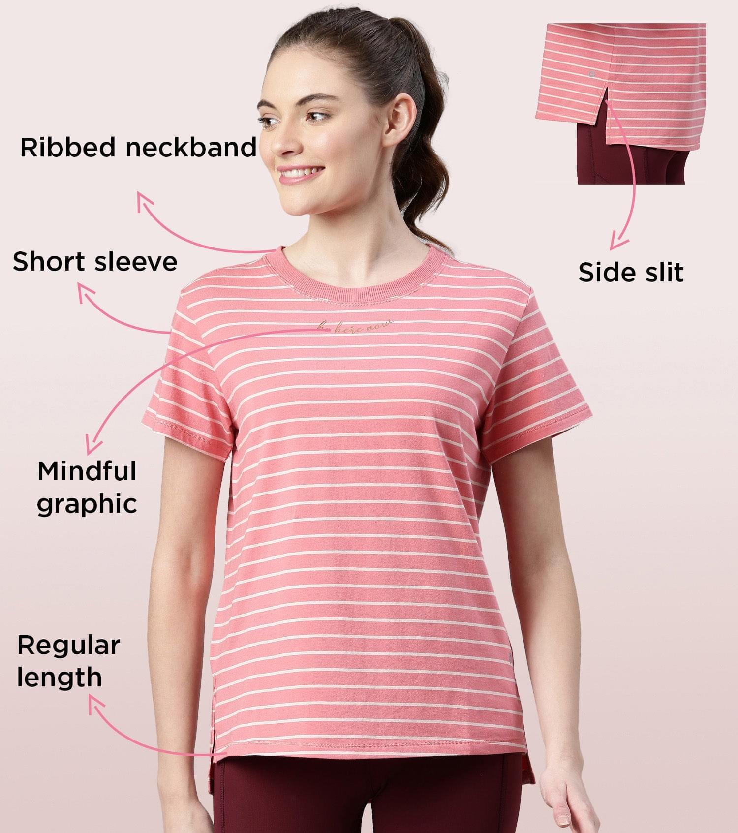 Active Cotton Tee -Stripes | Yarn Dyed Stripe Short Sleeve Anti-Odour Cotton Tee With Graphic