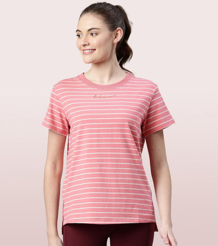 Active Cotton Tee -Stripes | Yarn Dyed Stripe Short Sleeve Anti-Odour Cotton Tee With Graphic