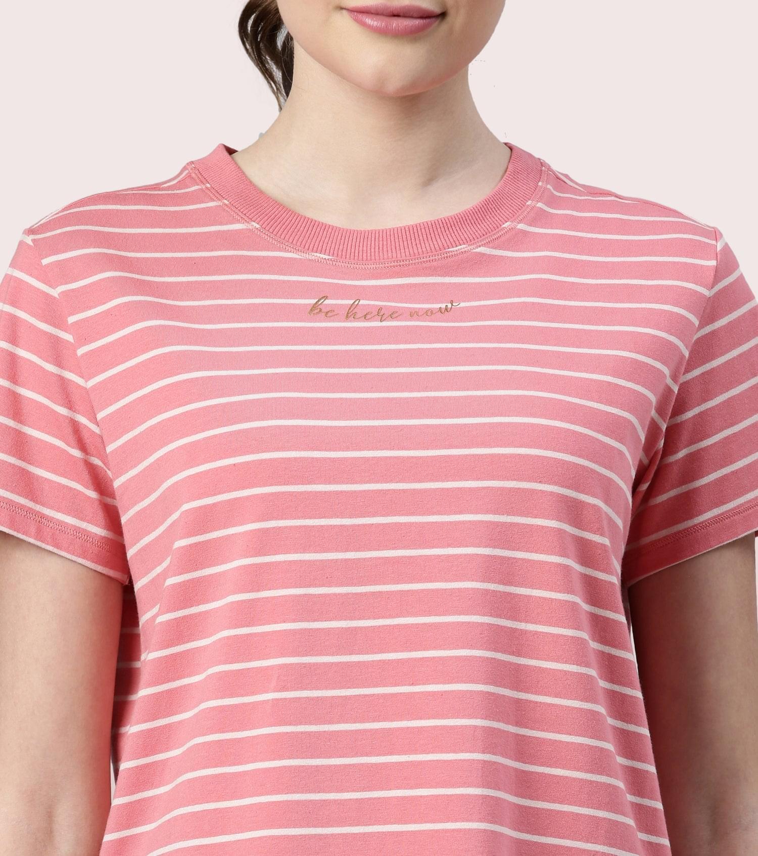 Active Cotton Tee -Stripes | Yarn Dyed Stripe Short Sleeve Anti-Odour Cotton Tee With Graphic