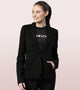 Enamor Button Closure Full Sleeve Hip Length Sports Blazer For Women - Slim Fit, Invisible Zipper Pockets - A903 (Jet Black)