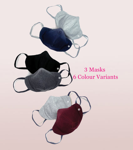 REVERSIBLE MASK : 4-Layer Safety Mask With Cotton | >95% Protection | Adult Mask - Pack of 3