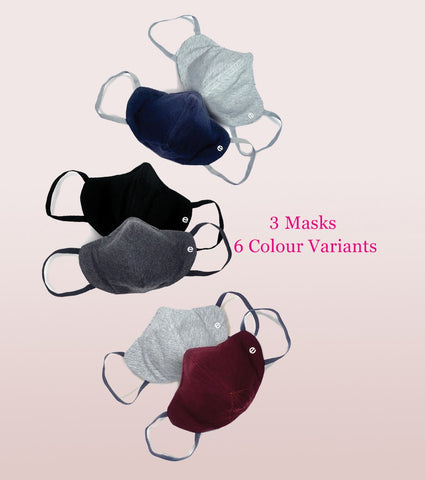 REVERSIBLE MASK : 4-Layer Safety Mask With Cotton | >95% Protection | Adult Mask - Pack of 3