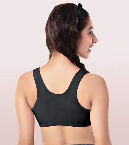 Wide Strap Easy Fit Stretch Cotton Beginners Bra With Antimicrobial Finish