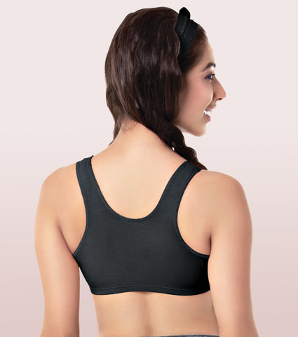 Wide Strap Easy Fit Stretch Cotton Beginners Bra With Antimicrobial Finish