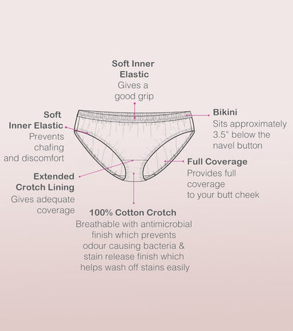 Bikini Panty | Full Coverage & Low Waist | Antimicrobial & Stain Release Finish | Pack of 3 | Colors and Print May vary