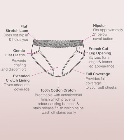 French Brief Hipster Panty | Antimicrobial And Stain Release Finish | Cotton Spandex- Pack Of 2-Assorted Pack-Color and Print May Vary