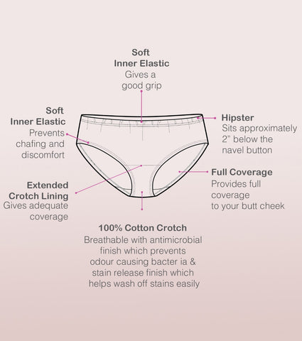 The Stretch Cotton Hipster Panty | Antimicrobial And Stain Release Finish | Cotton Spandex -Pack Of 3-Colors And Print May Vary