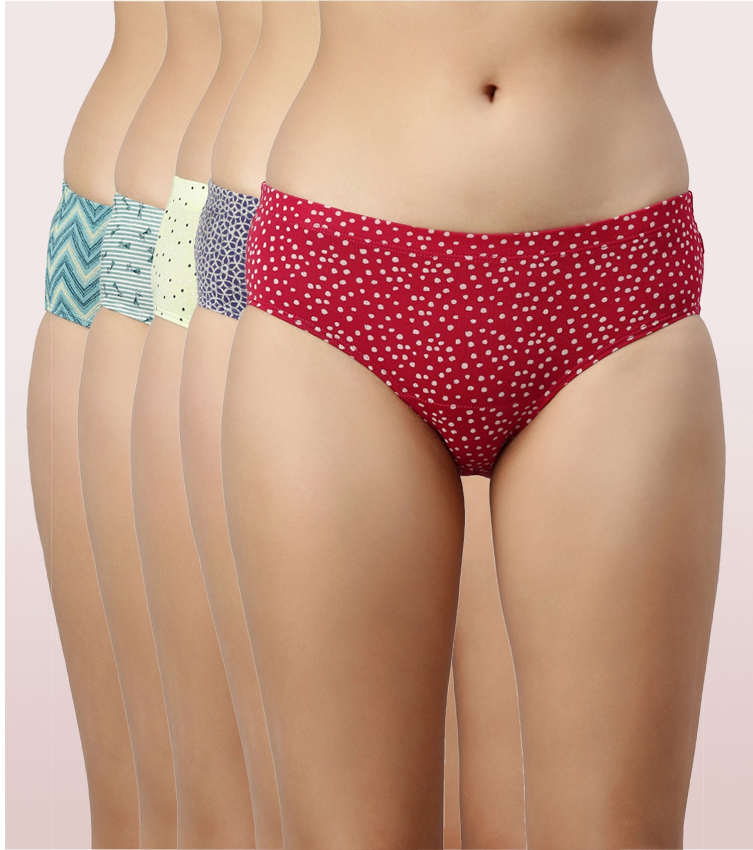 The Stretch Cotton Hipster Panty | Antimicrobial And Stain Release Finish | Cotton Spandex -Assorted-Pack Of 5-Colors And Print May Vary