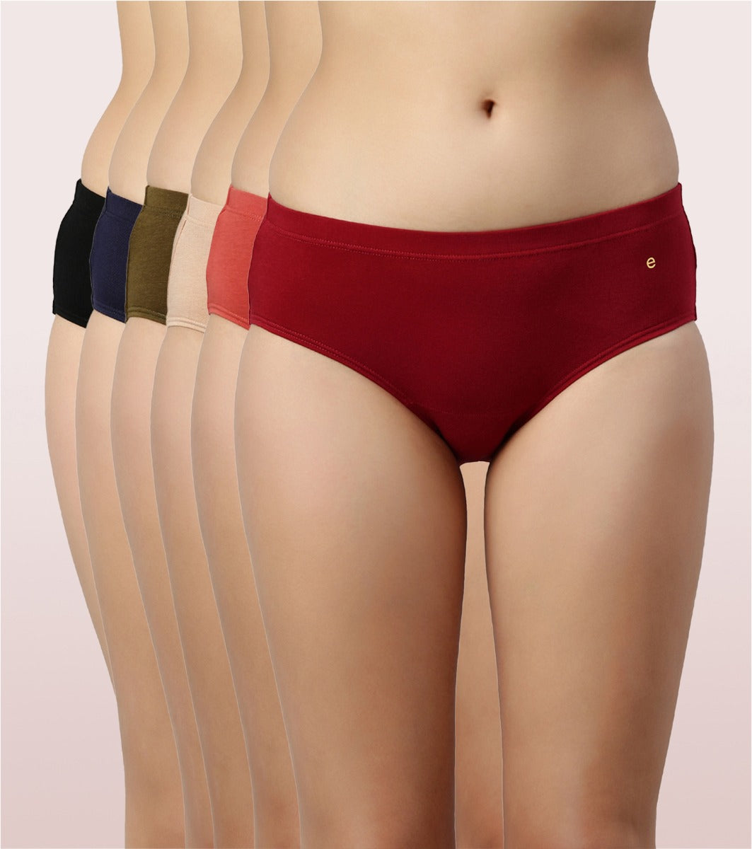 The Stretch Cotton Hipster Panty | Antimicrobial And Stain Release Finish | Cotton Spandex -Pack Of 6 -Colors And Print May Vary