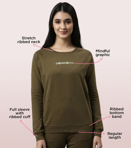Basic Sweat | Long Sleeve Basic Pop Over Sweatshirt With Mindful Graphic