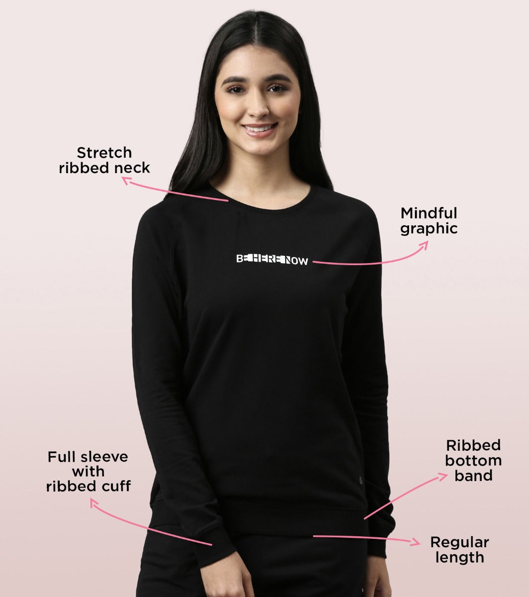 Basic Sweat | Long Sleeve Basic Pop Over Sweatshirt With Mindful Graphic
