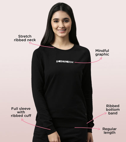 Basic Sweat | Long Sleeve Basic Pop Over Sweatshirt With Mindful Graphic