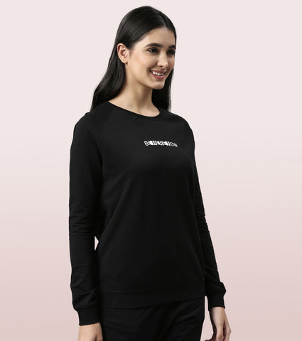 Basic Sweat | Long Sleeve Basic Pop Over Sweatshirt With Mindful Graphic