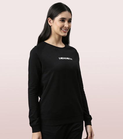 Basic Sweat | Long Sleeve Basic Pop Over Sweatshirt With Mindful Graphic