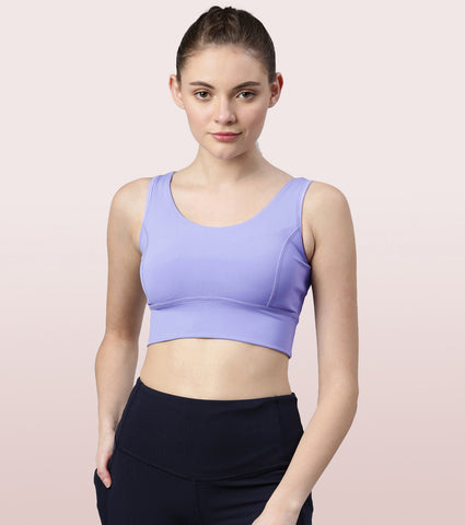Longline Sports Bra – Solid | Scoop Neck Line High Impact Dry Fit Sports Bra