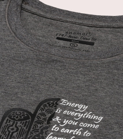 Basic Crew Tee – Graphic Print | Short Sleeve Crew Neck Stretch Cotton Tee