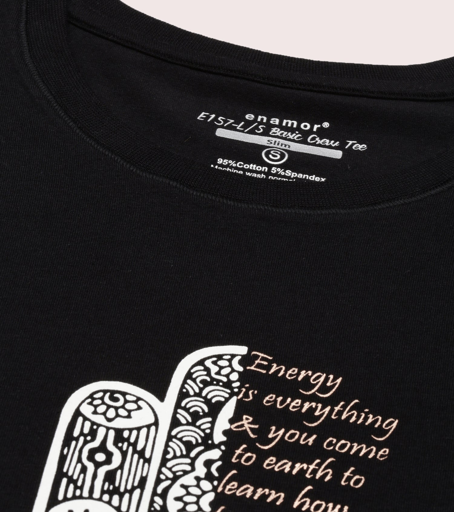 Long Sleeve Basic Crew Tee – Graphic Print | Crew Neck Basic Stretch Cotton Tee