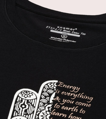Long Sleeve Basic Crew Tee – Graphic Print | Crew Neck Basic Stretch Cotton Tee