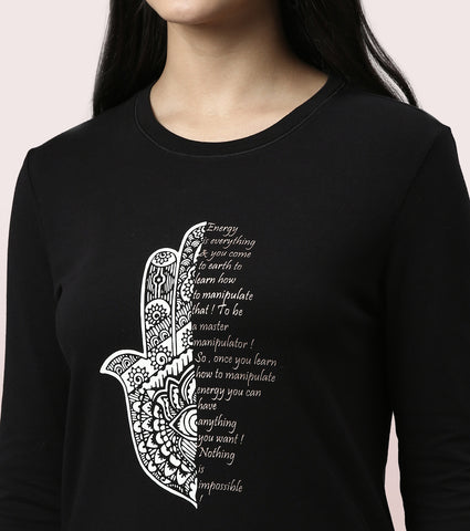 Long Sleeve Basic Crew Tee – Graphic Print | Crew Neck Basic Stretch Cotton Tee