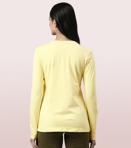 Long Sleeve Basic Crew Tee – Graphic Print | Crew Neck Basic Stretch Cotton Tee