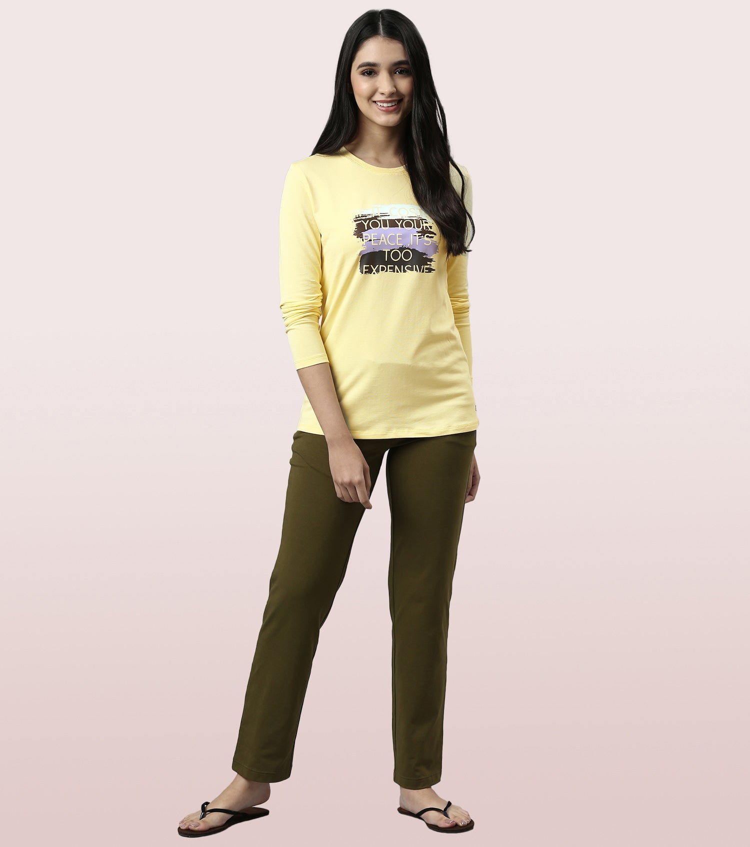 Long Sleeve Basic Crew Tee – Graphic Print | Crew Neck Basic Stretch Cotton Tee