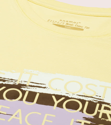 Long Sleeve Basic Crew Tee – Graphic Print | Crew Neck Basic Stretch Cotton Tee
