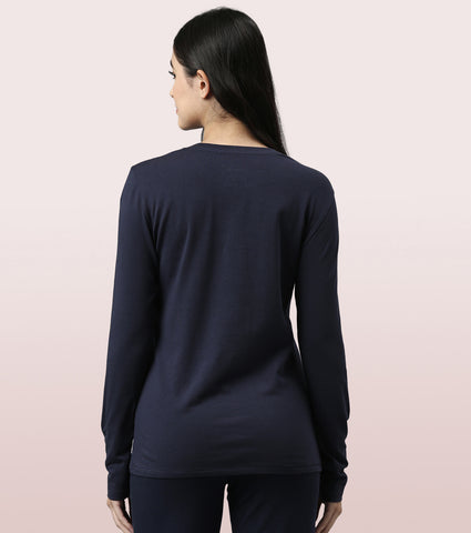 Long Sleeve Basic Crew Tee – Graphic Print | Crew Neck Basic Stretch Cotton Tee