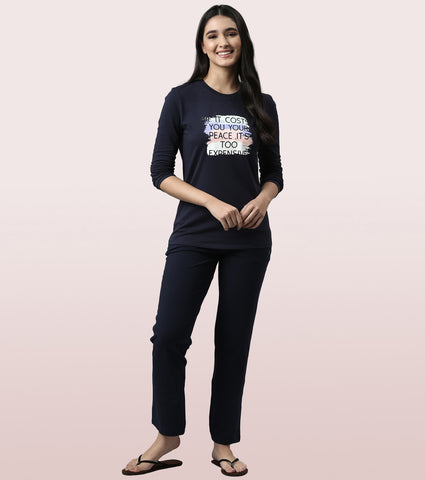 Long Sleeve Basic Crew Tee – Graphic Print | Crew Neck Basic Stretch Cotton Tee
