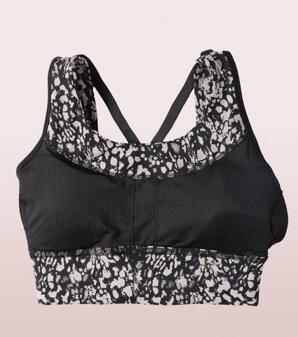 Longline Sports Bra – Printed | Scoop Neck Medium Impact Dry Fit Sports Bra