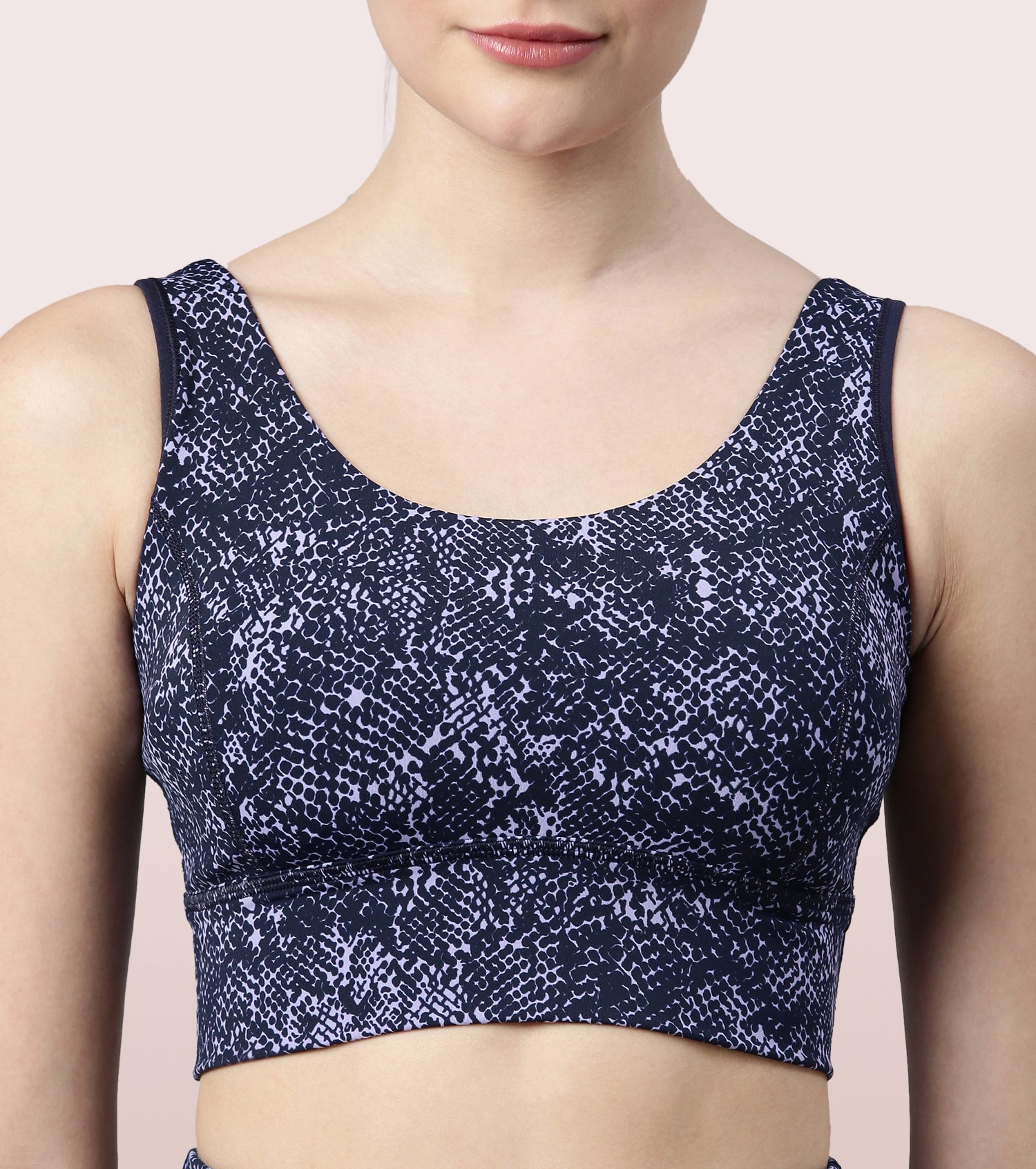 Longline Sports Bra – Printed | Scoop Neck Medium Impact Dry Fit Sports Bra