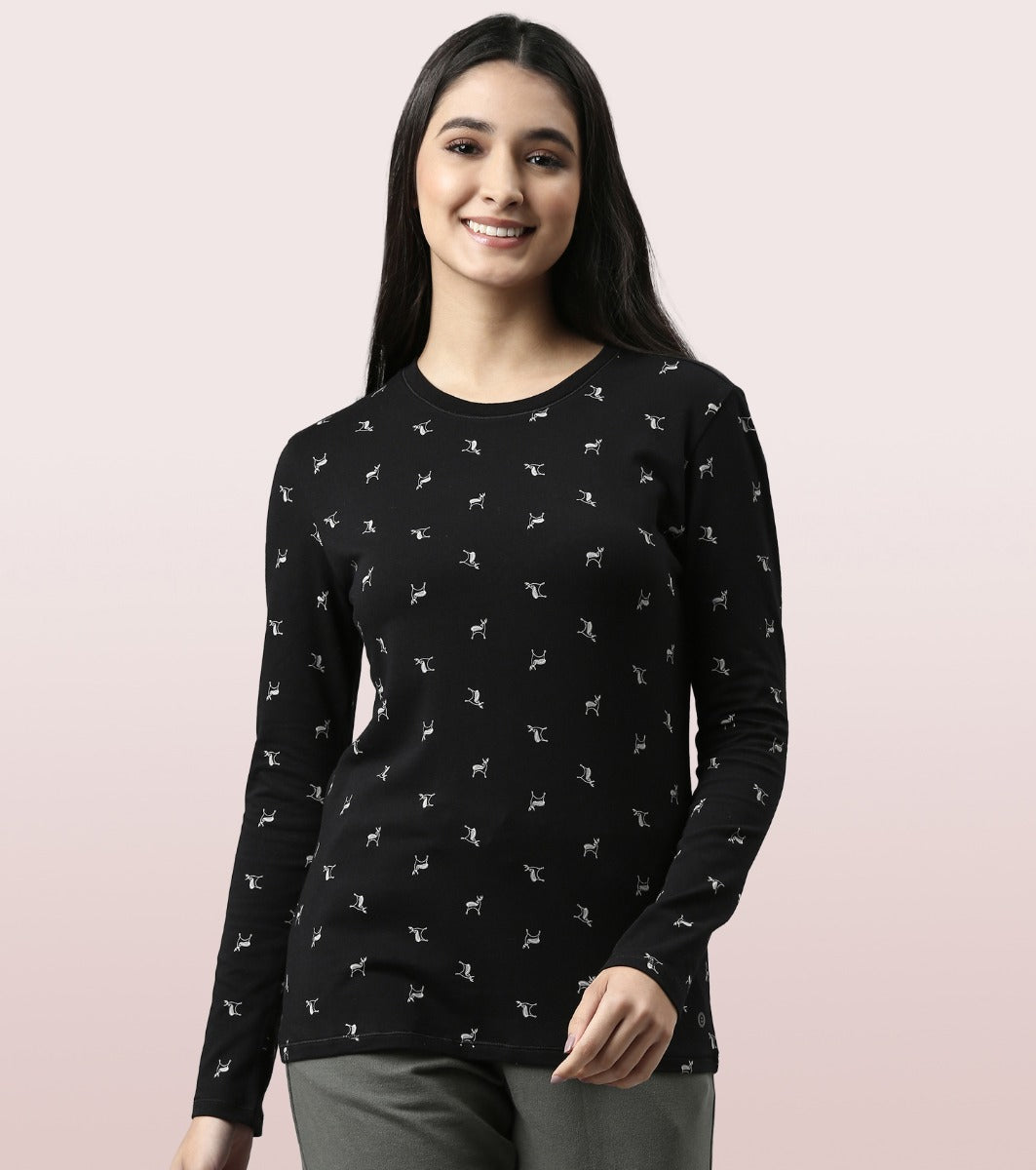 Long Sleeve Basic Crew Tee - Graphics | Crew Neck Basic Stretch Cotton Tee