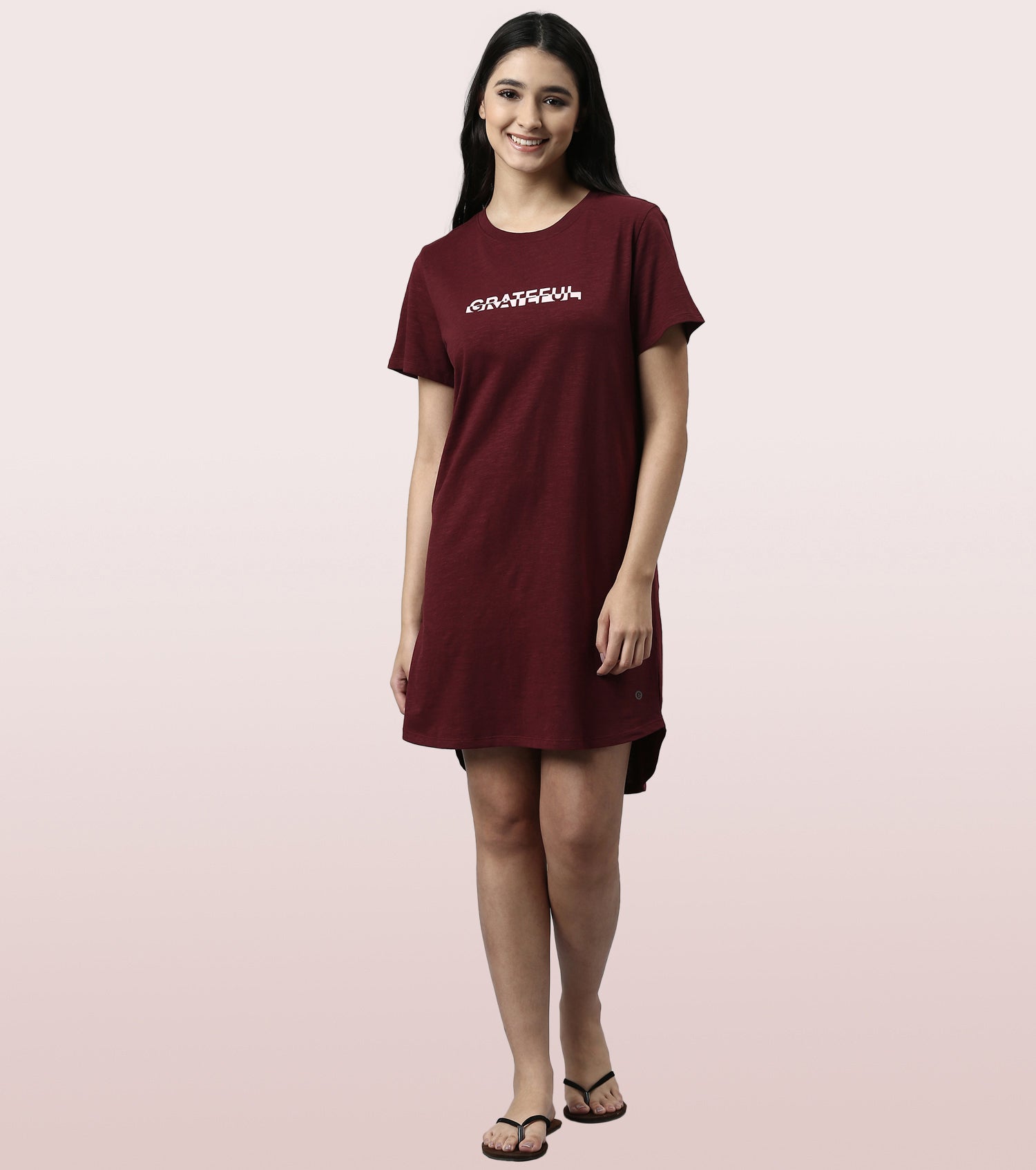 Basic Dress | Cotton Slounge Mini Dress With Chest Graphic