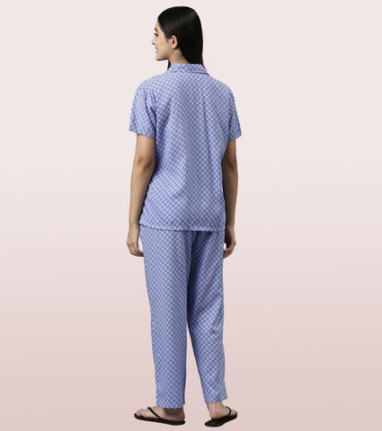 Slounge Pant Set | Modal Woven Printed Shirt And Pant Set