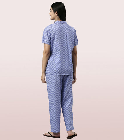 Slounge Pant Set | Modal Woven Printed Shirt And Pant Set
