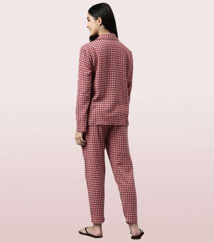 Lazy Pant Set | Cotton Flannel Woven Shirt And Pant Set