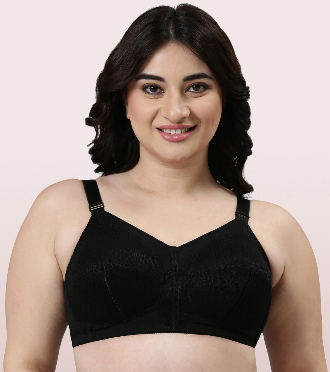 Enamor Body Transform F096 Ultimate Curve Support Bra for Women- Full Coverage, Non Padded and Wirefree - Black