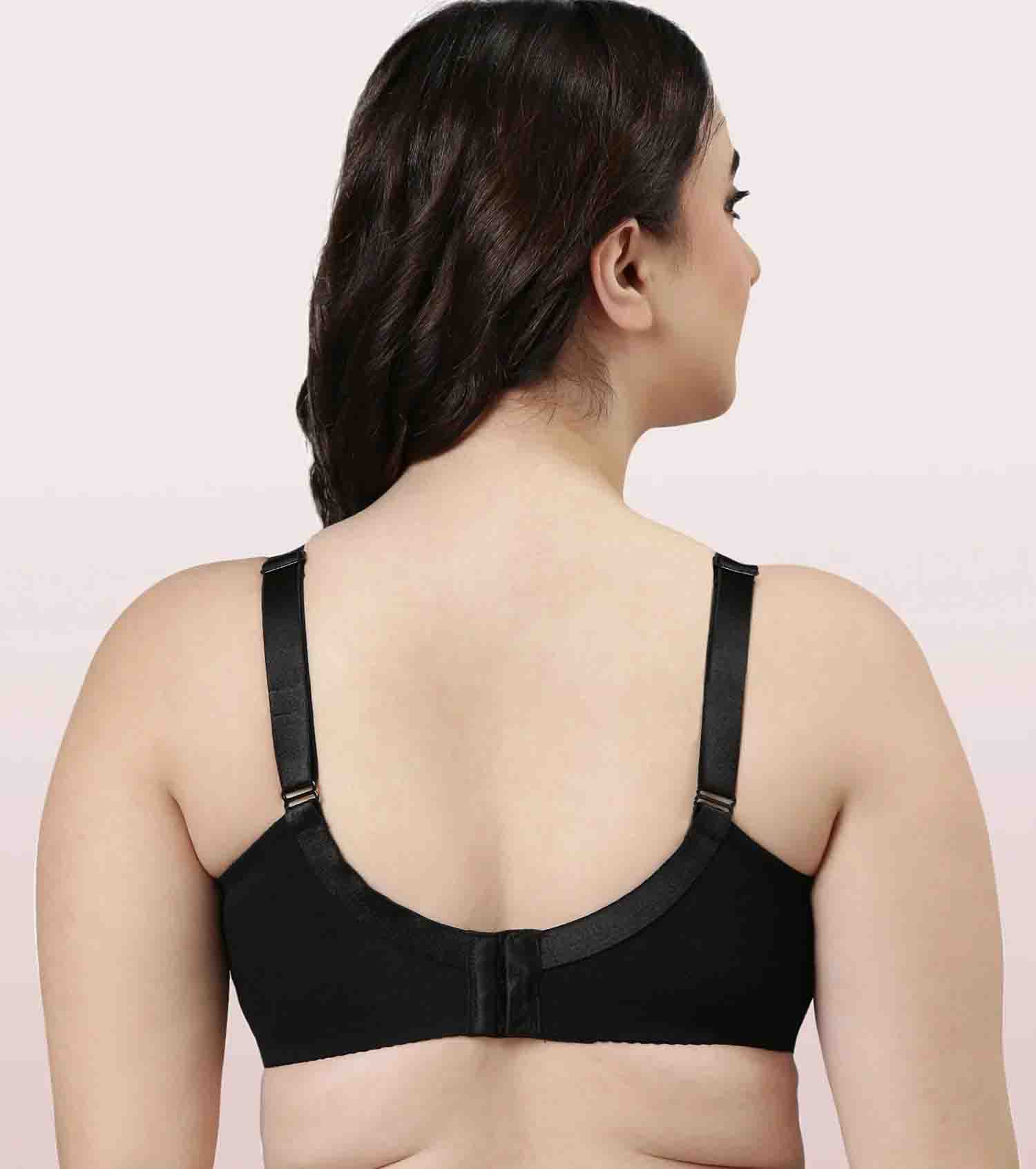 Enamor Smooth Contour Lift Bra For Women - M Shape Bra For Perfect Contour  - Non-Padded, Non-Wired, Full Coverage Bra | F097 | Black