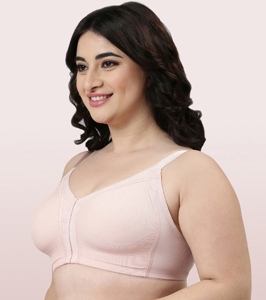 Enamor Smooth Contour Lift Bra For Women - M Shape Bra For Perfect Contour - Non-Padded, Non-Wired, Full Coverage Bra | F097 | Pearl
