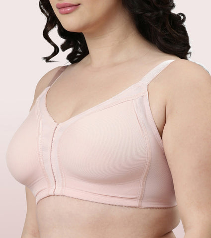 Enamor Smooth Contour Lift Bra For Women - M Shape Bra For Perfect Contour - Non-Padded, Non-Wired, Full Coverage Bra | F097 | Pearl