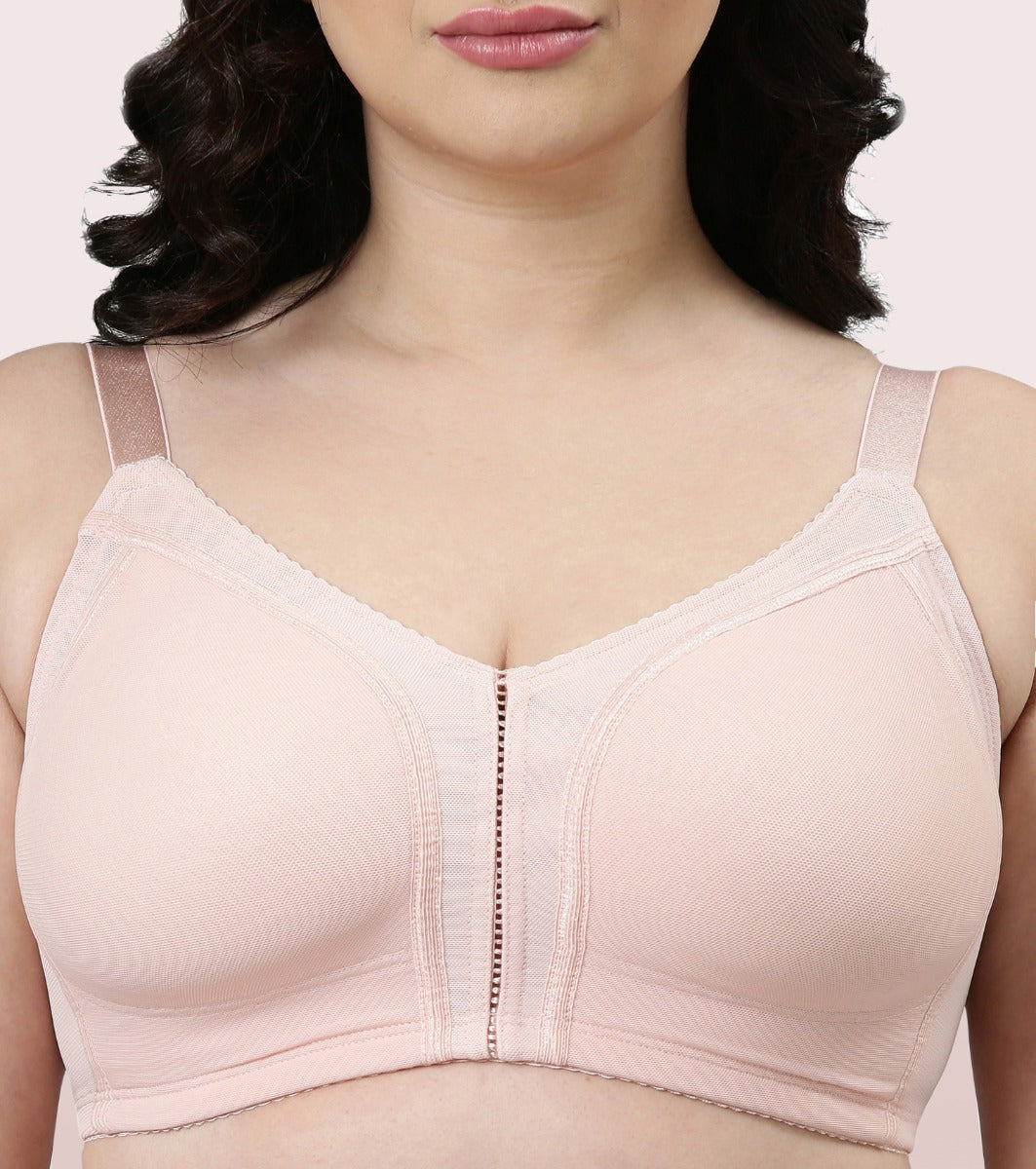 Enamor Smooth Contour Lift Bra For Women - M Shape Bra For Perfect Contour - Non-Padded, Non-Wired, Full Coverage Bra | F097 | Pearl