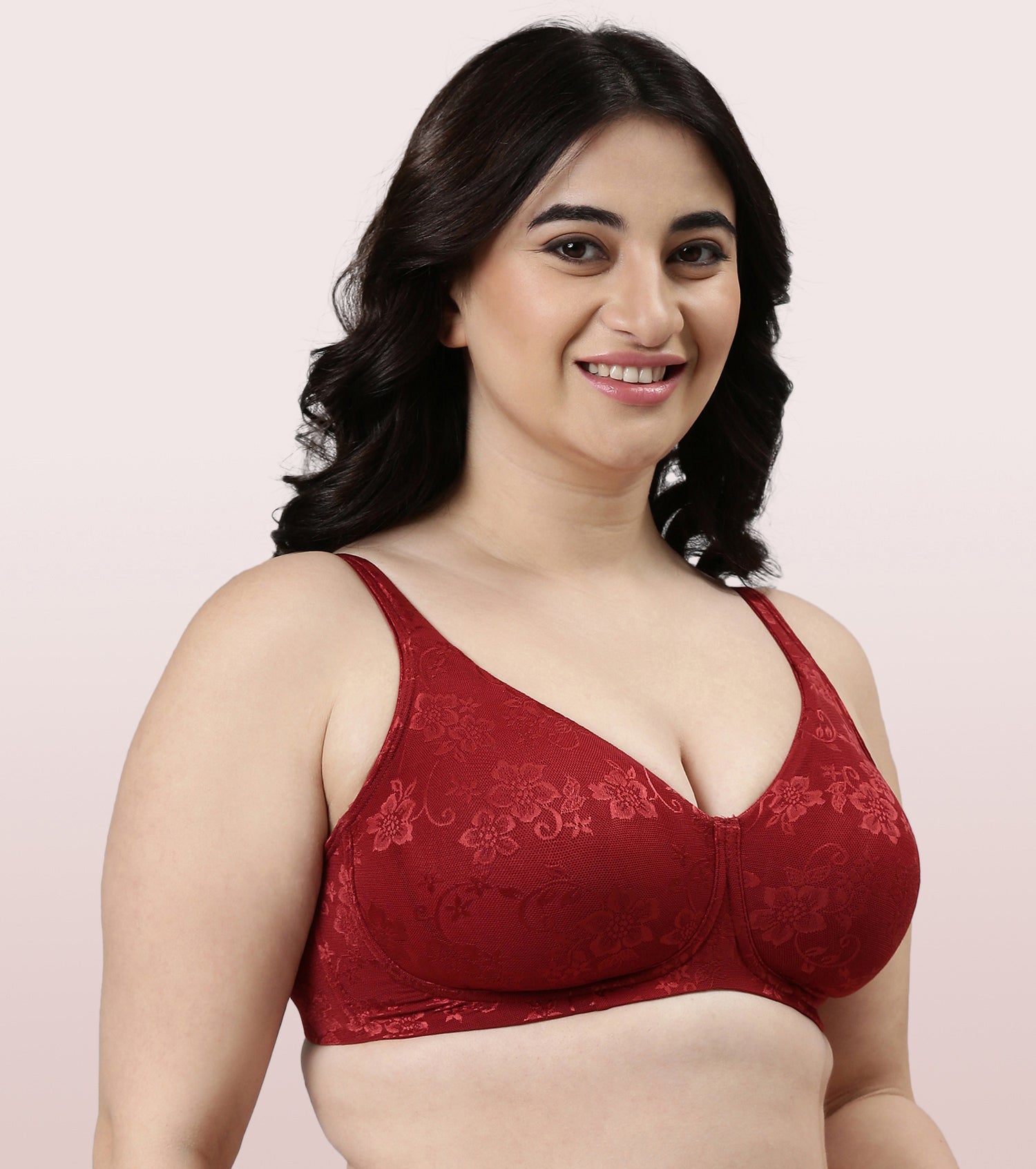 Enamor F135 Full Support Lace Bra - High Coverage Non-Padded Wirefree - Red  38B in Ahmedabad at best price by Royal Choice - Justdial