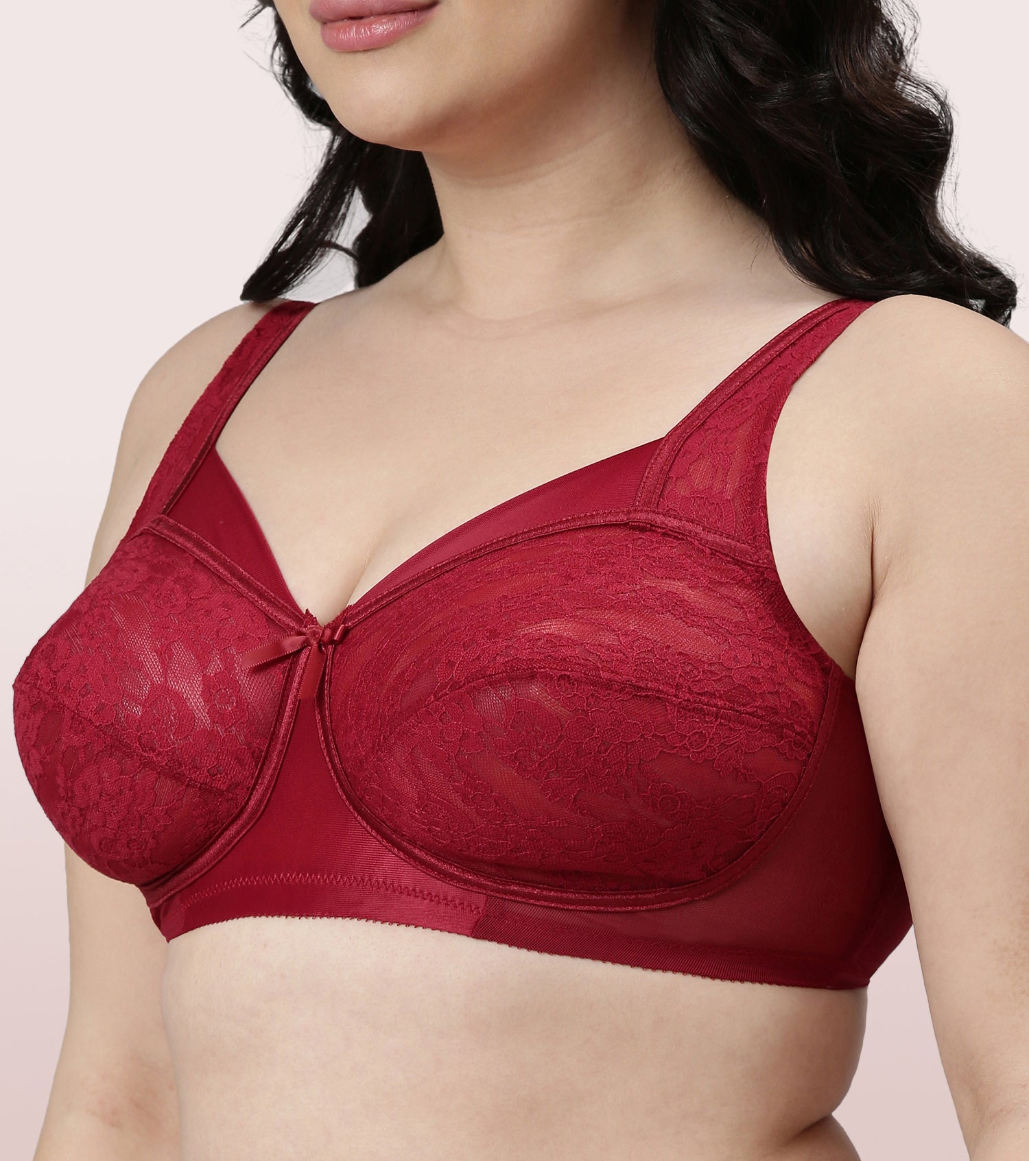 Enamor Full Support Classic Lace Lift Bra For Women - Non-Padded, Non