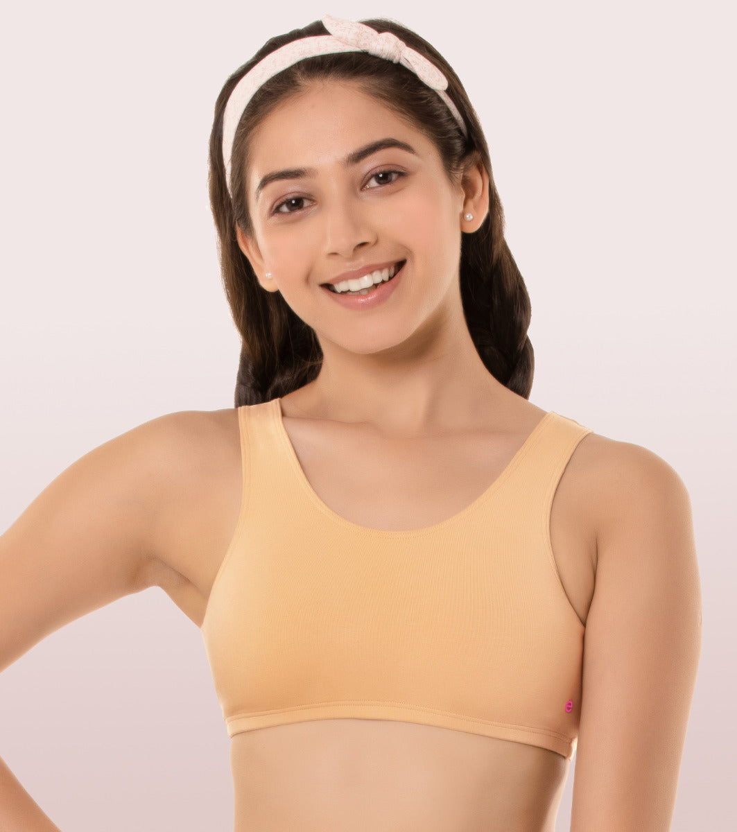 Enamor BB01 Easy Fit Stretch Cotton Beginners Bra with Antimicrobial Finish and Wide Straps - Skin