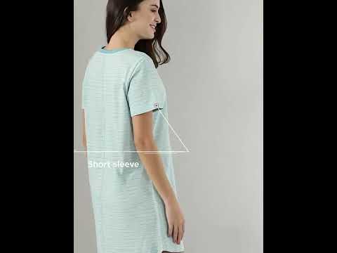 Enamor ESSENTIALS E8S2 Basic Dress | Cotton Slounge Mini Dress With Chest Graphic